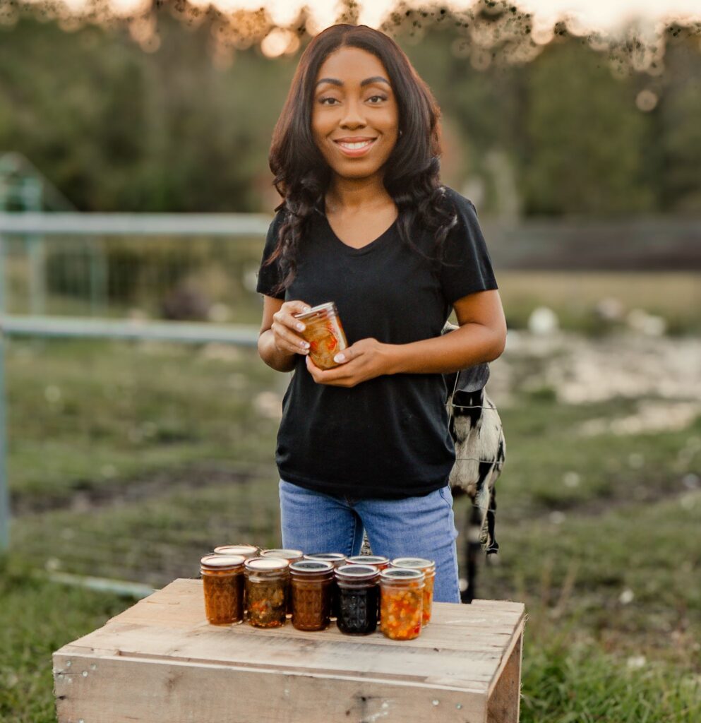 anna with her canned goods